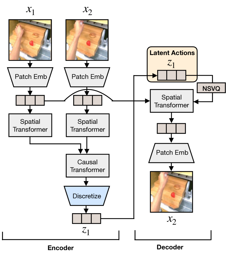 Latent action quantization architecture